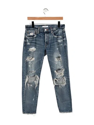 Pre-owned Moussy Mid-rise Straight Leg Jeans In Blue