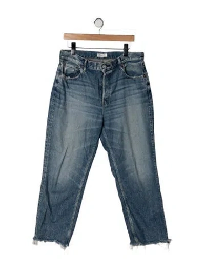 Pre-owned Moussy Mid-rise Straight Leg Jeans In Blue