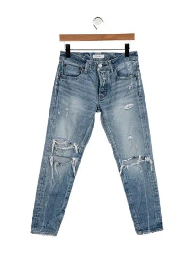 Pre-owned Moussy Mid-rise Straight Leg Jeans In Blue