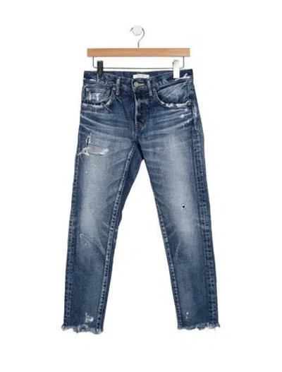 Pre-owned Moussy Mid-rise Straight Leg Jeans In Blue