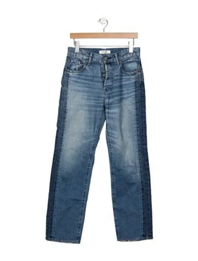 Pre-owned Moussy Mid-rise Straight Leg Jeans In Blue