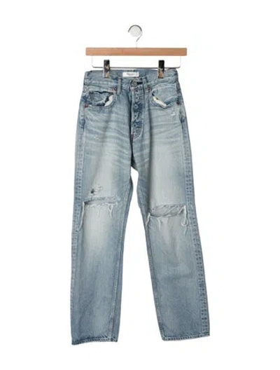 Pre-owned Moussy Mid-rise Straight Leg Jeans In Blue