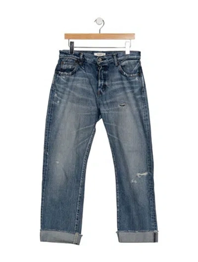 Pre-owned Moussy Mid-rise Straight Leg Jeans In Blue