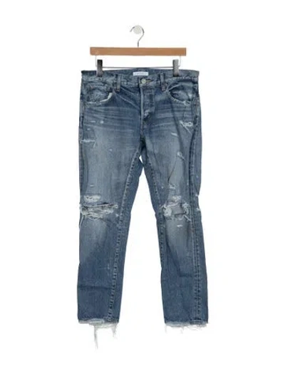 Pre-owned Moussy Mid-rise Straight Leg Jeans In Blue