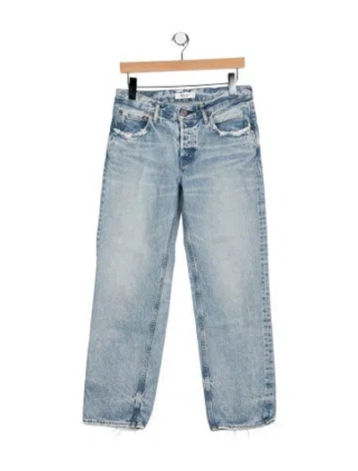 Pre-owned Moussy Mid-rise Straight Leg Jeans In Blue