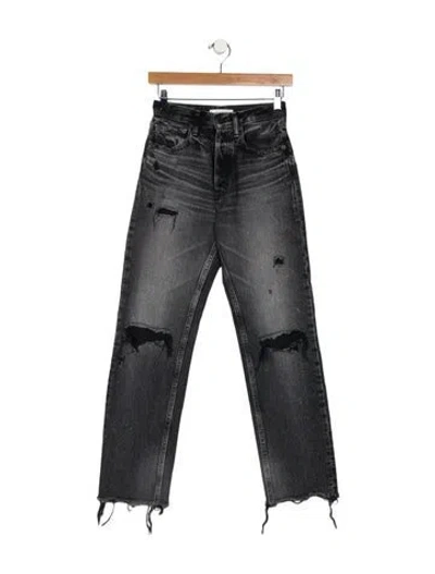 Pre-owned Moussy Mid-rise Straight Leg Jeans In Gray