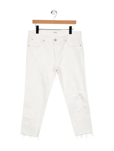 Pre-owned Moussy Mid-rise Straight Leg Jeans In White