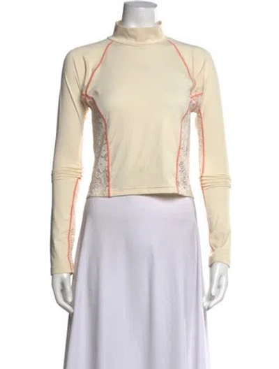 Pre-owned Moussy Mock Neck Long Sleeve Top In Neutrals