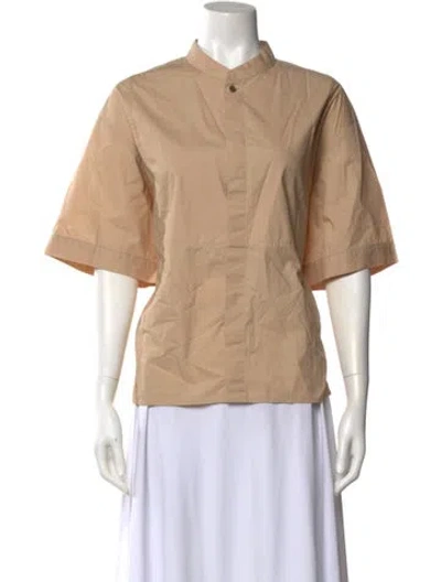 Pre-owned Moussy Mock Neck Three-quarter Sleeve Blouse In Neutral