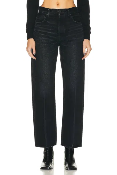 Moussy Murrieta Wide Straight Jean In Black In Blue