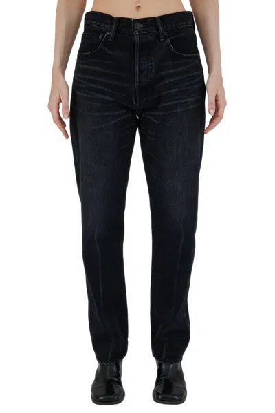 Moussy Murrieta Wide Straight Jean In Black In Blue