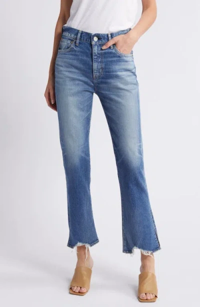 Moussy Mv Briarwood Distressed Ankle Flare Jeans In Blue