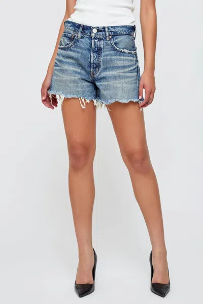 Moussy Mv Brightwaters High Waist Jean Shorts In Blue