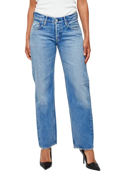 Moussy Mv Cheval Straight Low Jeans In Ltblu In Multi
