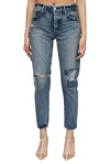 Moussy Mv Monroe Tapered Mid Jean In Blue In Blue