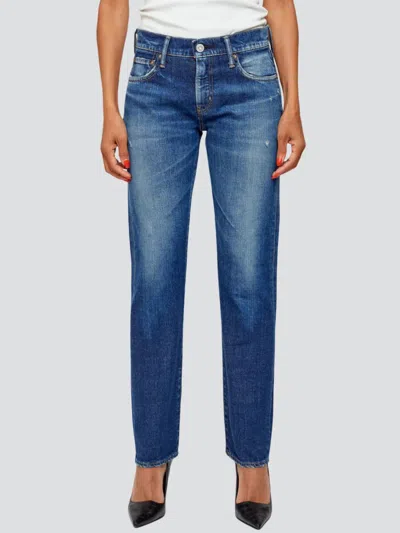Moussy Mv Moonachie Slim Straight Jeans In Dark Blue