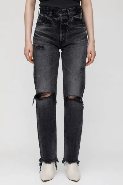 Moussy Odessa Wide Straight Jean In Black In Grey