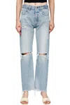 Moussy Odessa Wide Straight Jean In Light Blue In Blue