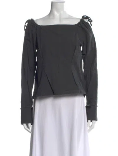 Pre-owned Moussy Off-the-shoulder Long Sleeve Top In Gray