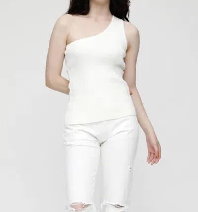 Moussy One Shoulder Knit Tank In Off White