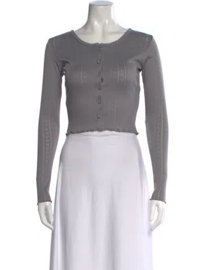 Pre-owned Moussy Patterned Crew Neck Crop Top W/ Tags In Grey