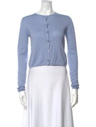 Pre-owned Moussy Patterned Crew Neck Top In Blue