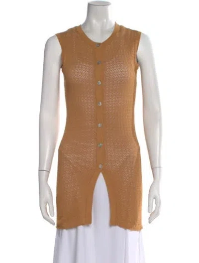 Pre-owned Moussy Patterned Crew Neck Top In Neutral