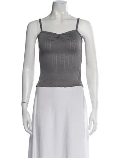Pre-owned Moussy Patterned Scoop Neck Top In Black