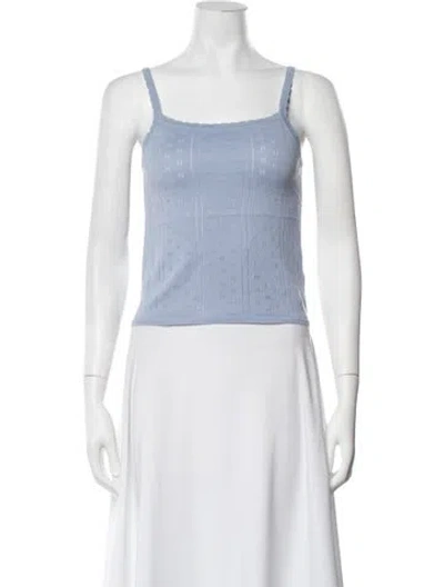 Pre-owned Moussy Patterned Scoop Neck Top In Blue/white