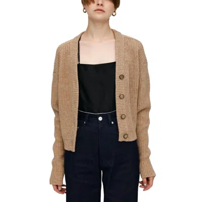 Moussy Persuasive V-neck Knit Cardigan In Beige
