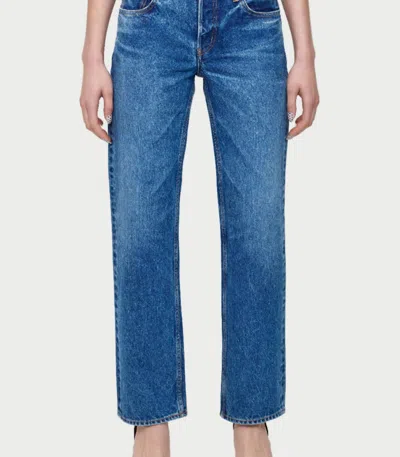 Moussy Philadelphia Low Rise Jeans In Blue Denim
