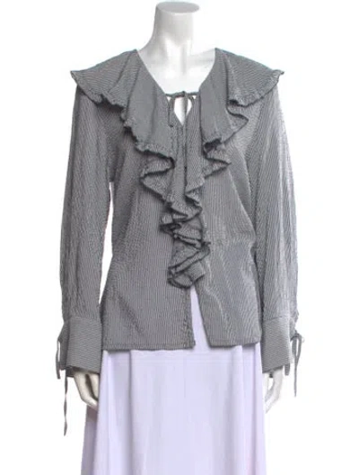 Pre-owned Moussy Plaid Print Long Sleeve Blouse In Multi