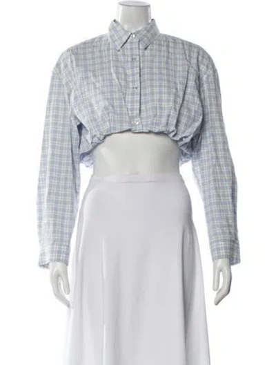 Pre-owned Moussy Plaid Print Long Sleeve Crop Top In Multi