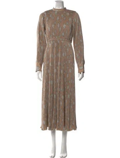Pre-owned Moussy Printed Long Dress In Neutral