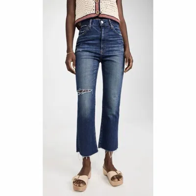 Moussy Rhode Cropped Flare Hi-rise Jeans In Dark Blue