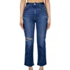 Moussy Rhode Cropped Flare Jean In Dark Blue In Blue