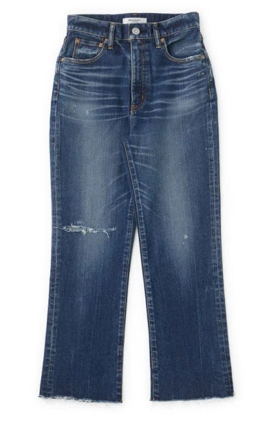 Moussy Rhode High Waist Crop Flare Jeans In Dark Blue
