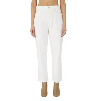 MOUSSY ROBCO WIDE STRAIGHT LEG PANTS IN WHITE