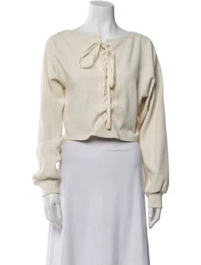 Pre-owned Moussy Scoop Neck Sweater In White