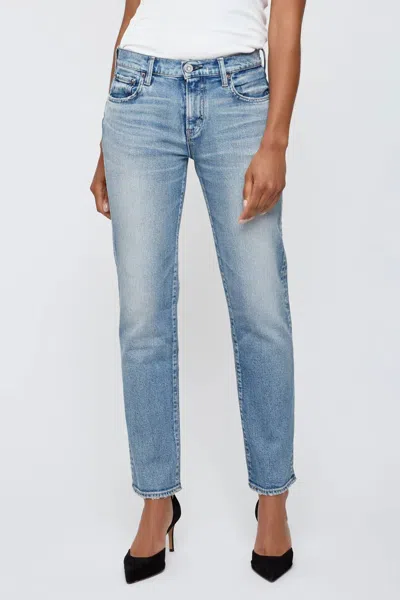Moussy Selbyville Slim Straight Pant In Medium Denim In White