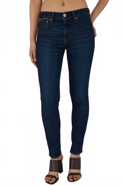MOUSSY SHANDON SKINNY LONGER HEM JEANS IN DARK BLUE