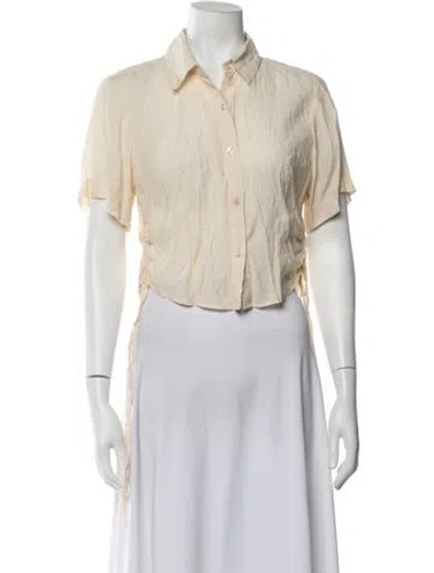 Pre-owned Moussy Short Sleeve Button-up Top In Neutrals