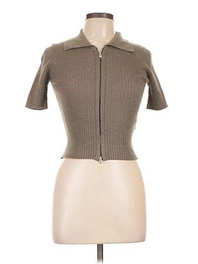 Pre-owned Moussy Short Sleeve Top Brown Mock Neckline Tops