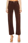 Moussy Slater Corduroy Straight Jean In Camel In Brown
