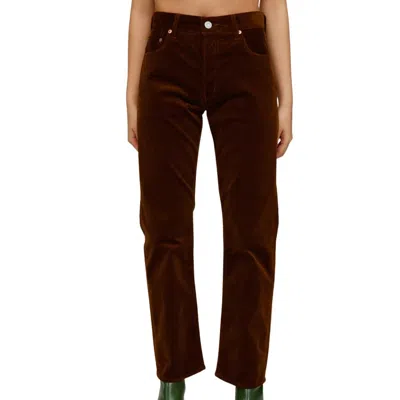 MOUSSY SLATER CORDUROY STRAIGHT PANT IN CAMEL
