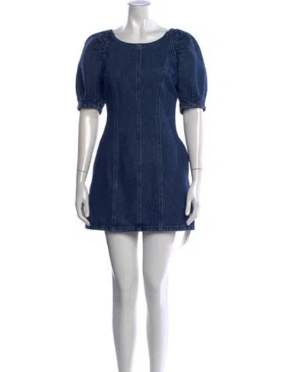 Pre-owned Moussy Square Neckline Mini Dress In Blue