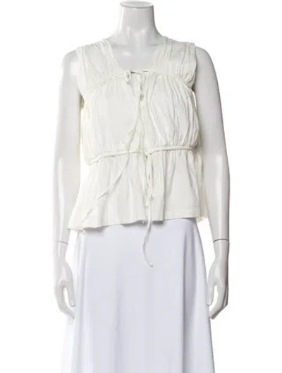 Pre-owned Moussy Square Neckline Sleeveless Crop Top In White