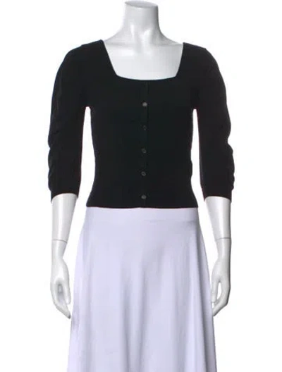 Pre-owned Moussy Square Neckline Three-quarter Sleeve Top In Black