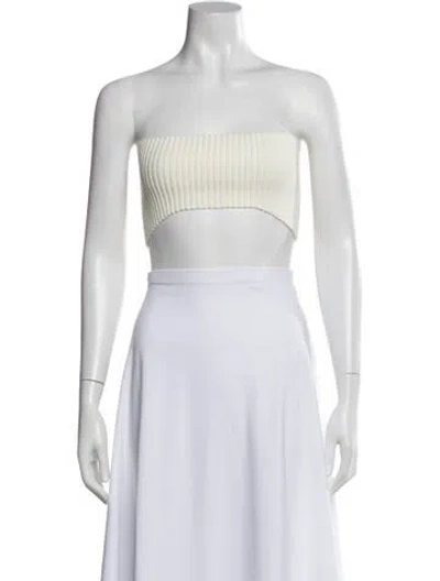 Pre-owned Moussy Strapless Crop Top W/ Tags In Neutral