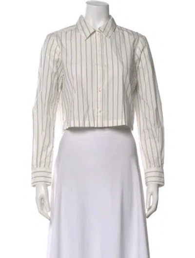 Pre-owned Moussy Striped Long Sleeve Crop Top In Neutral